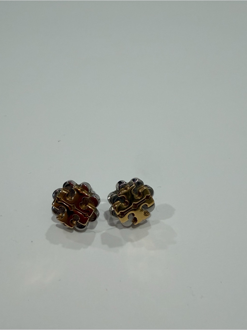 Tory Burch two tone Logo Stud Earrings